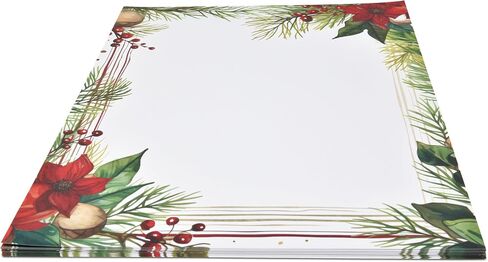 Christmas Stationery Paper Letterhead Sheets 100 Pack Holiday Xmas Red Poinsettia Greenery Border Design For Writing Letter Computer Office Notes Wedding Invitations & Printing Supplies 8.5" X 11" in Saudi Arabia