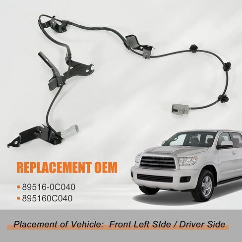 89516-0C040 مستشعر سرعة عجلة ABS لجانب السائق مناسب لسيارة Toyota 2007-2021 Tundra 2WD/4WD، لـ 2008-2022 Sequoia # استبدال 895160C040 مستشعر التحكم في انزلاق السلك الأمامي الأيسر in Kuwait