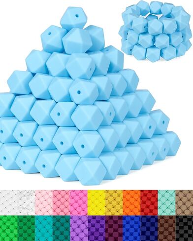 90PCS FIVEIZERO Hexagon Silicone Beads,30 Colors 14mm Silicone Beads for Keychain Making Kit,Lanyard Making,Keychains,and Craft Projects,Premium Silicone Bead Kit for DIY Enthusiasts in Saudi Arabia