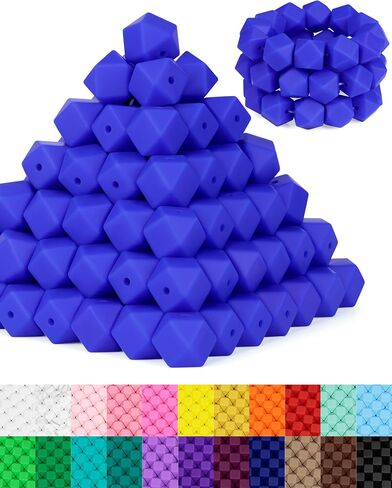 90PCS FIVEIZERO Hexagon Silicone Beads,30 Colors 14mm Silicone Beads for Keychain Making Kit,Lanyard Making,Keychains,and Craft Projects,Premium Silicone Bead Kit for DIY Enthusiasts in Saudi Arabia