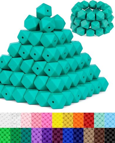 90PCS FIVEIZERO Hexagon Silicone Beads,30 Colors 14mm Silicone Beads for Keychain Making Kit,Lanyard Making,Keychains,and Craft Projects,Premium Silicone Bead Kit for DIY Enthusiasts in Saudi Arabia