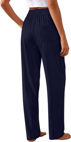 Neer 3 Pack Women's Wide Leg Pants High Waist Sweatpants Yoga Palazzo Drawstring Lounge Pajamas Jogger Pants with Pockets in Kuwait