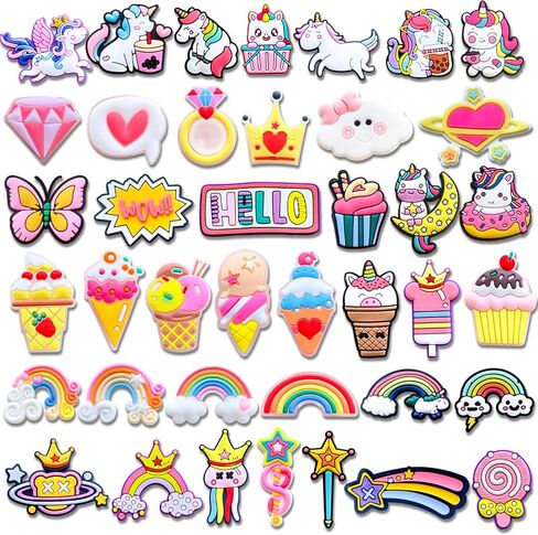 40Pcs Cheer Truck Unicorn Astronaut Plants Shoe Charms, Terror Cowboy Gardening Music Camp Croc Charms Pack for Shoe Decoration in Saudi Arabia