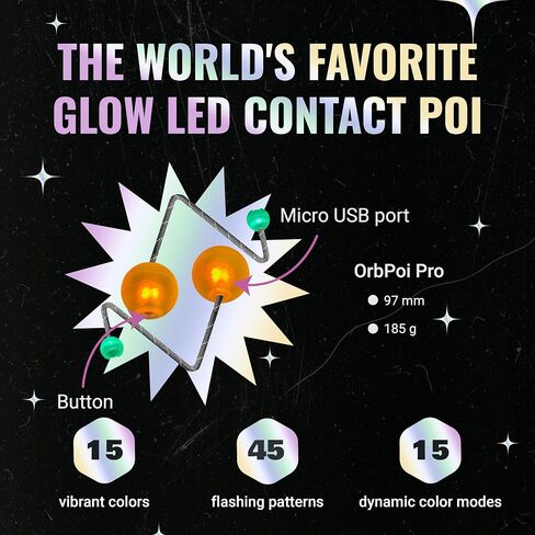 UltraPoi - OrbPoi Pro LED Knob Handles Set, Rechargeable Contact Poi Balls in Kuwait
