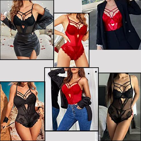 ملابس داخلية نسائية من قطعة واحدة، ملابس داخلية تيدي عميقة على شكل حرف V، ملابس داخلية من الدانتيل الزهري، بيبي دول صغيرة متقاطعة، بدلة نوم in Kuwait