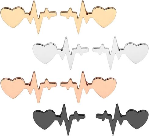 WCRAZYE الفولاذ المقاوم للصدأ ضربات القلب أقراط للممرضة طبيب رومانسية الطبية ECG ضربات القلب أقراط الحب القلب EKG القرط الهدايا الطبية in Saudi Arabia