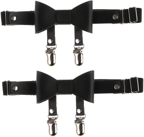 HomeSoGood 2PCS Bowknot الساق الرباط الأشرطة الفخذ تسخير الشرير الفخذ الدائري النساء السيدات القوطية الملحقات الجلود فو (11.81 "- 19.69"، أسود) in Saudi Arabia