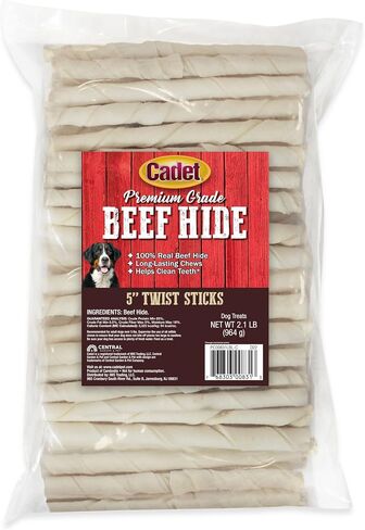 Cadet Premium Grade Beef Hide for Dogs, Rawhide Long Lasting Dog Chews, Chips, Curls & Rolls for Small/Medium/Large Dogs in Saudi Arabia
