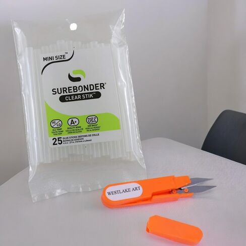 Surebonder Mini Size Glue Sticks, Mini Hot Glue Sticks, Bundle With Embroidery Scissors - 4" Length, 25 Pack For Temperatures, Compatible With & Low Temp Guns [Pack Of 2] in Saudi Arabia