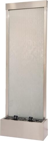 نافورة شلال قائمة بذاتها من الفولاذ/الزجاج مقاس 72 بوصة من XBrand مع مضخة، وأضواء LED وصخور، ونافورة شلال حديثة، ونافورة شلال داخلية، وديكور المنزل والحديقة، in Kuwait