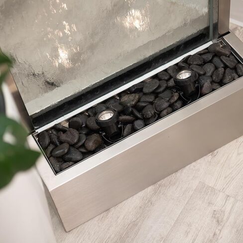 نافورة شلال قائمة بذاتها من الفولاذ/الزجاج مقاس 72 بوصة من XBrand مع مضخة، وأضواء LED وصخور، ونافورة شلال حديثة، ونافورة شلال داخلية، وديكور المنزل والحديقة، in Kuwait