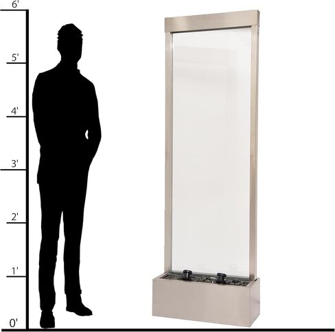 نافورة شلال قائمة بذاتها من الفولاذ/الزجاج مقاس 72 بوصة من XBrand مع مضخة، وأضواء LED وصخور، ونافورة شلال حديثة، ونافورة شلال داخلية، وديكور المنزل والحديقة، in Kuwait