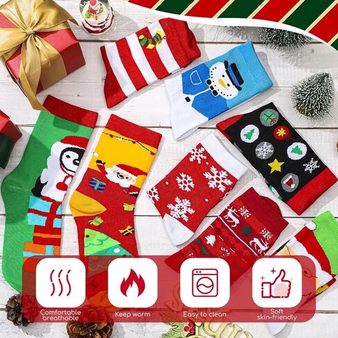 Geyoga 30 Pairs Christmas Cotton Socks for Women Funny Xmas Socks Winter Warm Novelty Socks Holiday Colorful Socks Bulk for Family Boys Girls Men Women in Kuwait