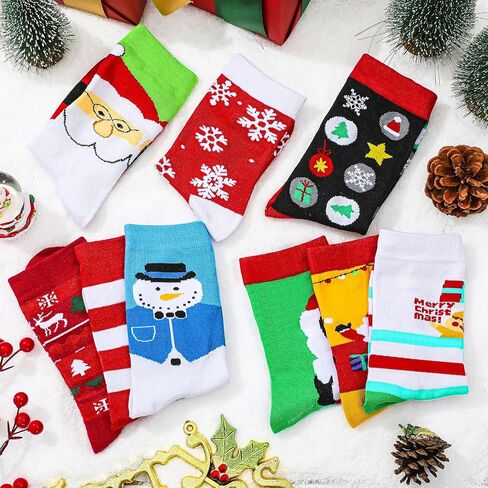 Geyoga 30 Pairs Christmas Cotton Socks for Women Funny Xmas Socks Winter Warm Novelty Socks Holiday Colorful Socks Bulk for Family Boys Girls Men Women in Kuwait