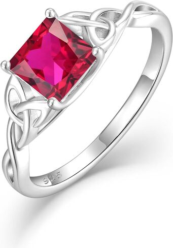 Celtic Knot Ring 925 Sterling Silver Princess Cut Promise Engagement Rings Trinity Irish Ring Birthstone Jewelry Gifts for Women Size 5-10 in Kuwait