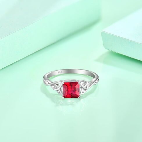 Celtic Knot Ring 925 Sterling Silver Princess Cut Promise Engagement Rings Trinity Irish Ring Birthstone Jewelry Gifts for Women Size 5-10 in Kuwait