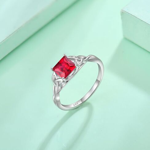 Celtic Knot Ring 925 Sterling Silver Princess Cut Promise Engagement Rings Trinity Irish Ring Birthstone Jewelry Gifts for Women Size 5-10 in Kuwait