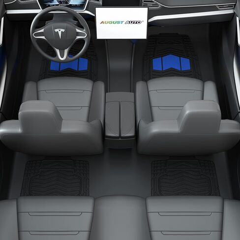 August Auto All Weather Two Tone Heavy Duty Rubber Universal Fit Car Floor Mats,Fit for Cars, Sedans, SUVs, Trucks and Vans,Set of 4 (Black and Blue) in Saudi Arabia