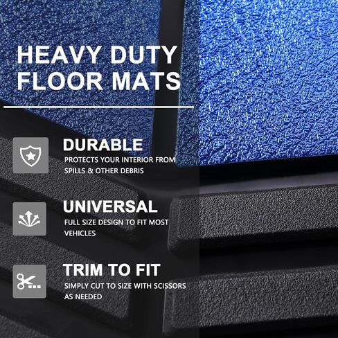 August Auto All Weather Two Tone Heavy Duty Rubber Universal Fit Car Floor Mats,Fit for Cars, Sedans, SUVs, Trucks and Vans,Set of 4 (Black and Blue) in Saudi Arabia