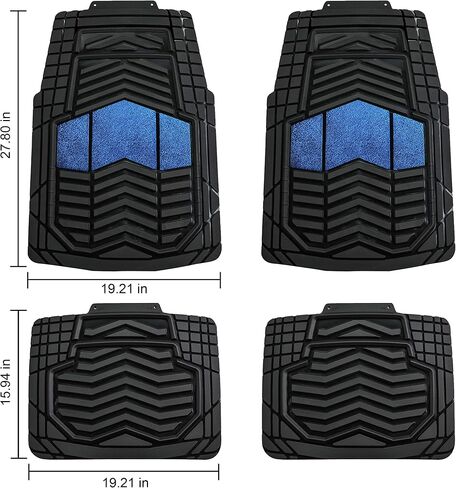 August Auto All Weather Two Tone Heavy Duty Rubber Universal Fit Car Floor Mats,Fit for Cars, Sedans, SUVs, Trucks and Vans,Set of 4 (Black and Blue) in Saudi Arabia