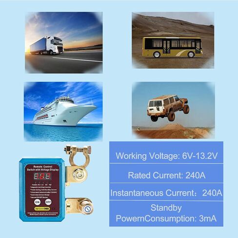 Car Battery Remote Off Switch 240A 12V Remote Battery Off Switch with LED Voltage Display Remote Battery Off Switch Car, RV, Boat Power Off Switch for car in Saudi Arabia