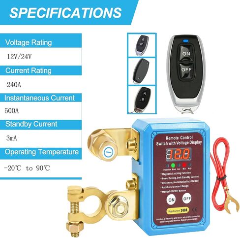 Car Battery Remote Off Switch 240A 12V Remote Battery Off Switch with LED Voltage Display Remote Battery Off Switch Car, RV, Boat Power Off Switch for car in Saudi Arabia