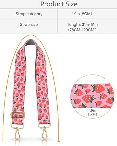 حزام محفظة بديل بحزام كتف عريض 5.08 سم، حزام حقيبة يد لطيف، أحزمة بديلة لحزام الحقيبة قابلة للتعديل in Kuwait