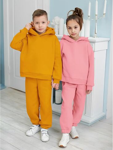 BOUTIKOME أطفال بنات بنين هوديي وتتسابق البلوز Sweatpants الأطفال عداء ببطء مجموعة طويلة الأكمام الصلبة قميص ملابس الخريف عادية in Saudi Arabia