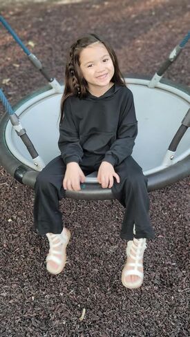 Toddler Little Girls Long Sleeve Hoodie Sweatshirts Split Flare Pants Sweatsuit Outfits in Saudi Arabia