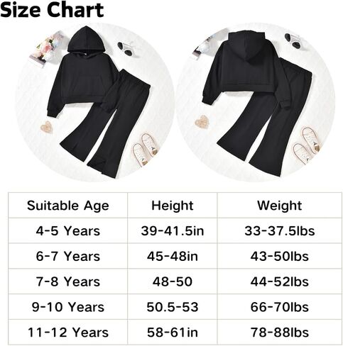 Toddler Little Girls Long Sleeve Hoodie Sweatshirts Split Flare Pants Sweatsuit Outfits in Saudi Arabia