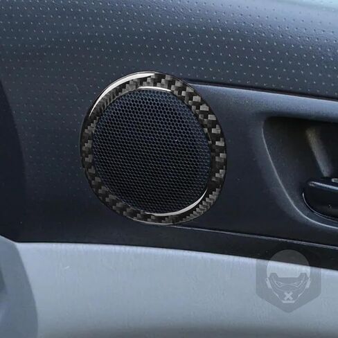 غطاء لاصق للوحة مكبر صوت باب تلقائي متوافق مع Toyota Tacoma 2005 2006 2007 2008 2009 2010 2011 2012 2013 2014 2015 ملحقات ملصقات داخلية من ألياف الكربون الحقيقية باللون الأسود in Saudi Arabia