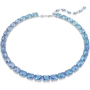 SWAROVSKI Millenia Tennis Necklace, Octagon Cut, Color Gradient, Blue, Rhodium Finished