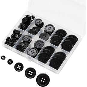 Lilaly 100 pcs Buttons for Crafts Buttons, Button DIY Buttons, Mixed Sewing Buttons, 5 Sizes of White Round Mixed Buttons Suitable for for Crafts, Coats, Shirts, Pants, Shorts and More (White)