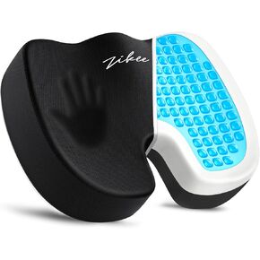 ZIKEE Triple Composite Gel Seat Cushion for Cooling, Softness and Support, Memory Foam Office Chair Cushion for Sciatica and Tailbone Pain Relief, Ergonomic Desk Chair Cushion for Long-sitting Comfort