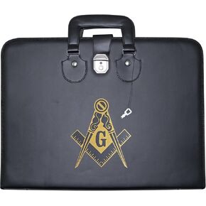 Masonic Apron & Chain Collar Case Leather Master Mason (Printed) MM, Provincial Size – Freemason Carrying Bags