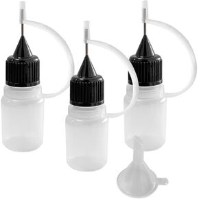Augeny 3PCS Needle Tip Glue Bottle, 5ML Blunt Needle Tip Precision Applicator Oil Bottles with Funnel, Empty Applicator Glue Oiler Squeeze Bottle for for Glue Liquid Oil DIY Craft