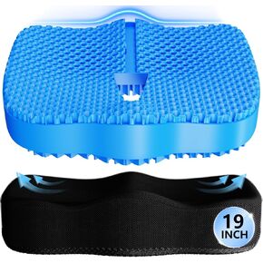 Enlarged Gel Seat Cushion 19in Super Large Thick, Gel Cushion Seat for Pressure Relief for Long Siiting, Coccyx Sciatica Pain Relief, Egg Cushion Chair Seat Pads for Wheelchair Car Office Chair