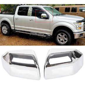 HECASA Top Half Upper Mirror Covers Skull Caps Replacement Compatible with 2015-2020 Ford F150 (Black, Pair)