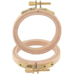 Maker Susan 4" Wood Embroidery Hoop, Round Beechwood Cross Stitch Hoop with Adjustment Brass Screw, Cross Stitch Hoops and Frames, Suitable for Embroidery, Craft Sewing (4 inch)