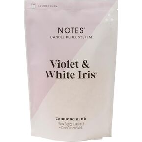 NOTES Sustainable Candle Refill | Non-Toxic Fragrance, Natural Wax Beads (Beeswax, Rice bran and Soy), Cotton Wick and Sustainer - (1) Violet & White Iris