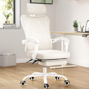 Farini Ergonomic Office Chair with Footrest, Mesh Office Desk Chair with Headrest, High Back Computer Chair with Adjustable Lumbar Support.for Home Office Study Room Bedroom (with footrest, Gray)