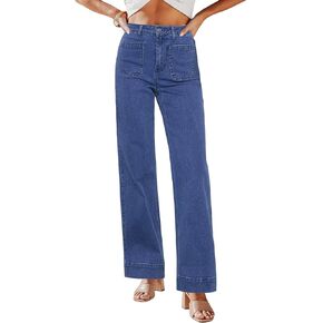 GRAPENT Wide Leg Jeans for Women High Waisted Flare Trendy Stretchy Denim Pants Duo Pockets Trouser Jeans