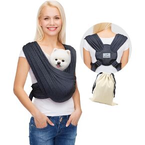 Dog Carrier for Small Dogs, Front Facing Dog Carrier Sling, Hands Free Cat Sling, Size Adjustable, Reducing Back Pain, Soft Cotton, Premium Dog Sling Carrier (Regular, Charcoal Black)