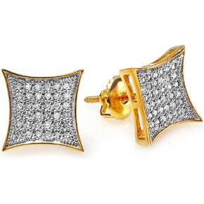 Dazzlingrock Collection 0.20 Carat (ctw) 14K White Diamond Kite Shape Mens Hip Hop Iced Stud Earrings 1/5 CT, Yellow Gold