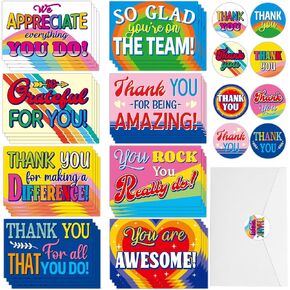 ZOIIWA Employee Appreciation Cards with Envelopes - 32 Pieces, Colorful, Positive, You Are Awesome, Bulk Work Anniversary Cards