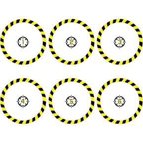 Libima 6 Pcs Objective Point Markers PVC Round Objective Marker Black and Yellow Gaming Accessory, Miniature Not Included