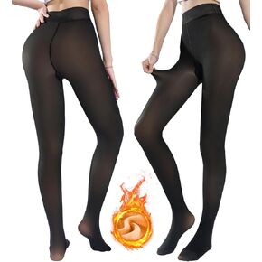 Fleece Lined Tights for Women – Warm Thermal Winter Tights, Translucent Sheer Fleece Leggings with Flawless Fit