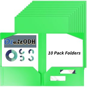 60 Pack Plastic Folders with Pockets 3 Hole Punched - Oleitodh 20 Colors 2 Pocket Folder with 2 Business Card Holder, Fit in 3 Ring Binder, Heavy Duty Folders for School Home Office & Business