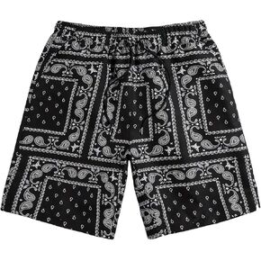 Men's Boho Paisley Scarf Print Shorts Drawstring Waist Tribal Pocket Summer Shorts