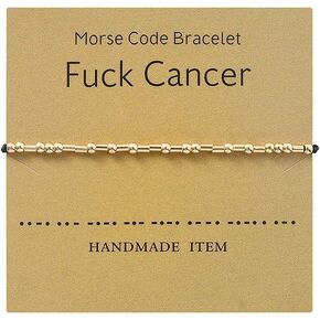 Detailed Fck Cancer Morse Code Bracelet Survivor Gift (fck cancer G)